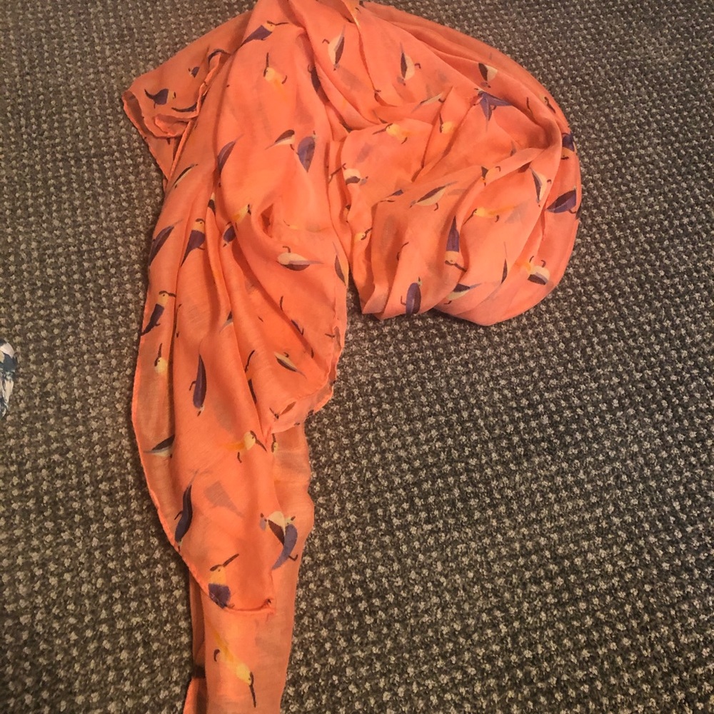 Coral colored bird scarf